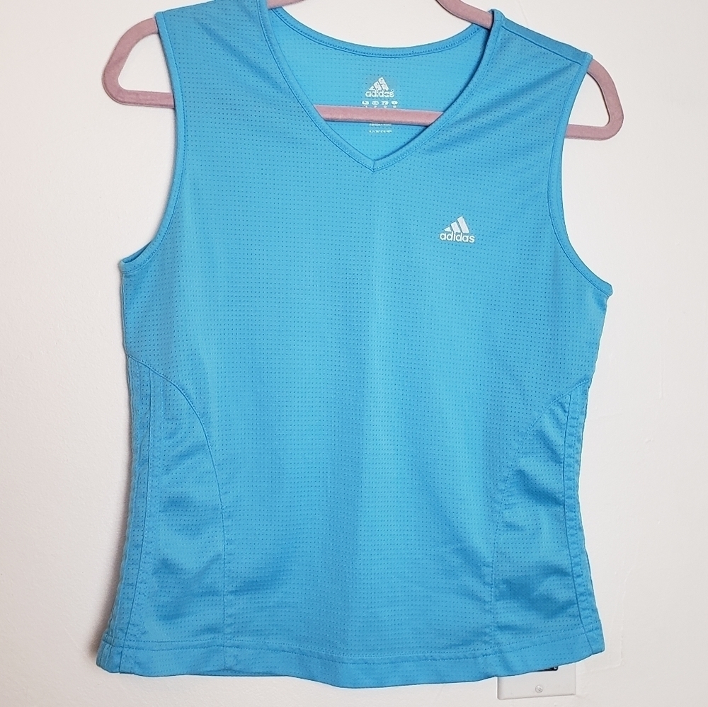 Adidas Blue Workout V Neck Women's  Top Size M